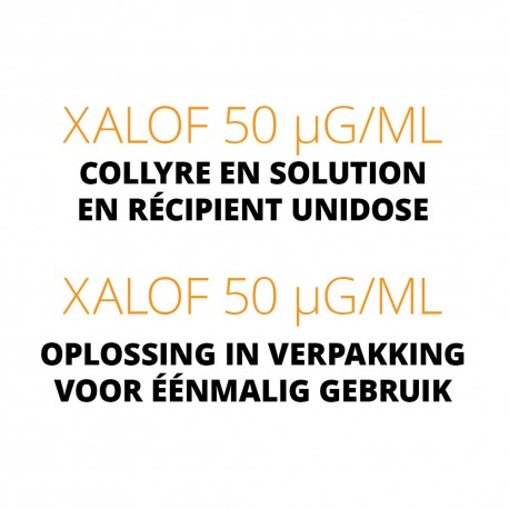 Xalof 50 µg/ml Oplossing in verpakking voor éénmalig gebruik